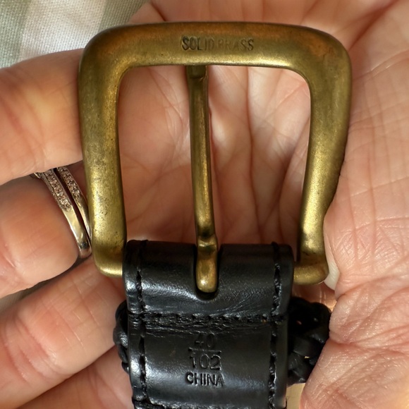 Lands’ End belt Black Braided Leather Brass Buckle Belt 40 - Picture 3 of 7